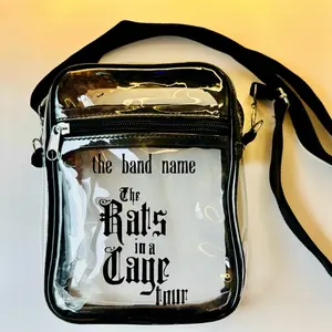 Custom Clear The Rats In A Cage Tour 2026 Transparent Crossbody Bag with Black Logo and Black Adjustable Strap Concert Stadium Approved Perfect for SP Fans