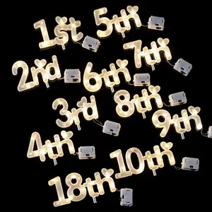 Number Lights Cake Toppers Kids Happy Birthday Cake Decorations Boy Girl 1st 18th LED Light Wedding Anniversary Party Supplies