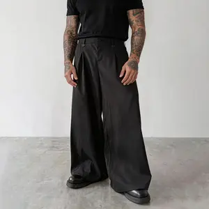 Men’s High-Waisted Pleated Wide-Leg Pants Relaxed Fit Tailored for Street & Smart Casual Menswear Trouser