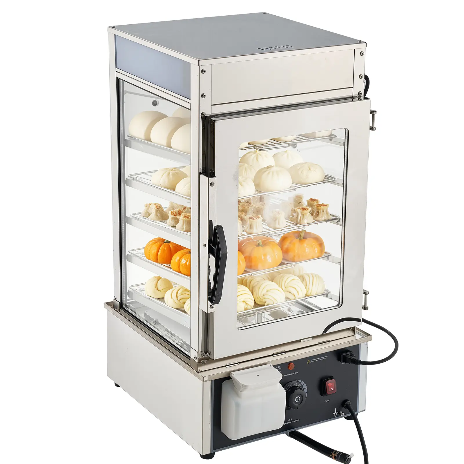 【Summerfinds】VEVOR 5-Tier Commercial Food Warmer Display, 1200W Food Display Warmer with LED Light, Adjustable Shelf & Stainless Steel Frame, 86℉~230℉ Steam Heating, 120L for Hamburger, Pizza, Bread, Fried Chicken