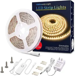 LED Strip Lights Warm White, 16.4ft Dimmable LED Light Strip,12v Flexible LED Rope Lights Kits for Kitchen Cabinet Bedroom Party Decor