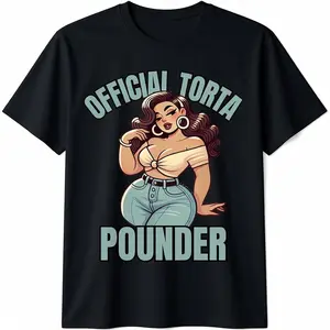 100% Cotton Mexican Latino Car Show Cholo Torta Pounder Latina Pinup T-Shirt Casual Women's Tee Official Torta Pounder Design