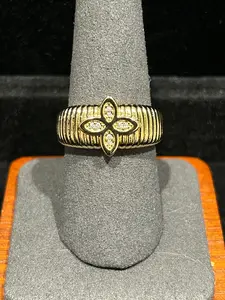 14K Gold Filled R34 VVS CZ Clover Ring Size 9 in Brass with Elegant Design and VVS CZ Stones