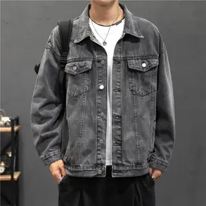 Men’s Vintage Denim Jacket — Streetwear Fashion, Turn-Down Collar, Cotton Bomber Style Denim Outerwear