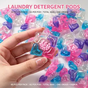 60-Pack Five-In-One Laundry Detergent Pods, Long-Lasting Scent Lavender, 5D Laundry Liquid Balls, Multi-Function Washing Gel Beads