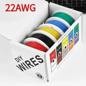 22AWG Stranded Tinned Copper Wire Flexible Silicone 22 Gauge 5 Colors 16 4ft 5m or 32 8ft 10m Each Kit for DIY and Repair