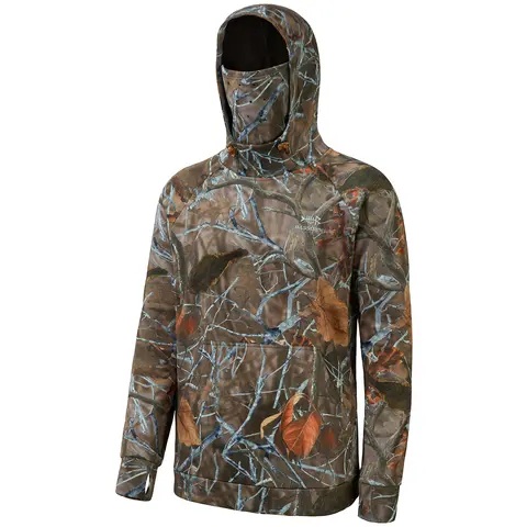 BASSDASH Men’s Fishing Fleece Hoodie with Neck Gaiter Water Resistant Performance Hunting Sweatshirt