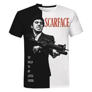 New 3D-printed Scarface T-shirt for men and women, casual and fashionable streetwear, oversized short-sleeve crewneck T-shirt, cotton menswear, unapologetic energy, unisex classic festival loose streetwear soft T-shirt