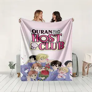 1 piece Ouran High School Host Club Character Collection themed flannel blanket - Modern design flannel blanket, suitable for sofas and beds, all-season multi-purpose use, super soft and warm, digital printing, 100% polyester material, machine