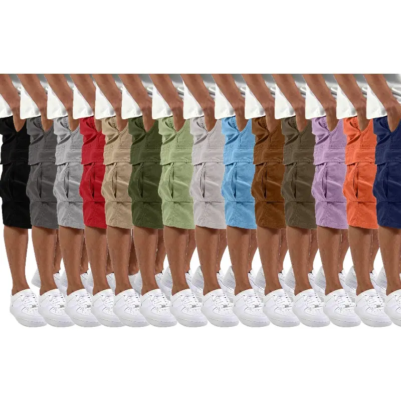 Men's 2‑Pack Multi‑Color Cargo Shorts Oversized Loose Knee‑Length Pocket Streetwear Summer Work Shorts