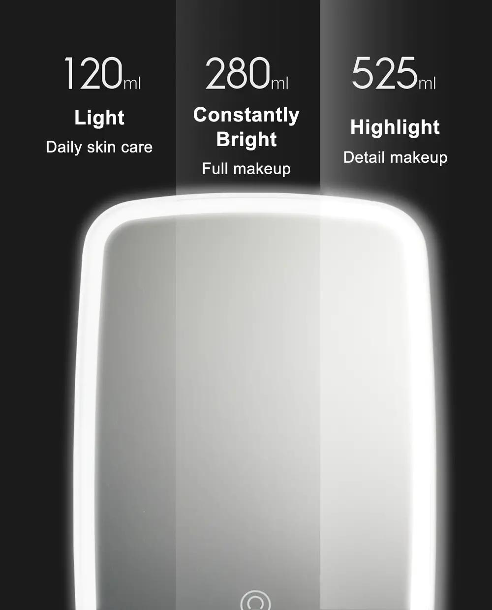 Jordan judy LED makeup mirror Monochrome/Tri Color Intelligent portable desktop led light rechargeable folding light mirror