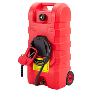 Heavy-Duty 15 Gallon Portable Fuel Caddy on Wheels – Siphon Pump, 10FT Delivery Hose, Manual Nozzle, Versatile Transfer Tank for Cars, Boats, Lawn Mowers – Tool Storage Solution, Multiple Colors