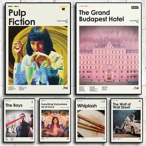 Nordic Pop Movie Poster Aesthetic Horror Old Film Details Pulp Fiction The Boys Whiplash Canvas Print Wall Art Hotel Room Decor