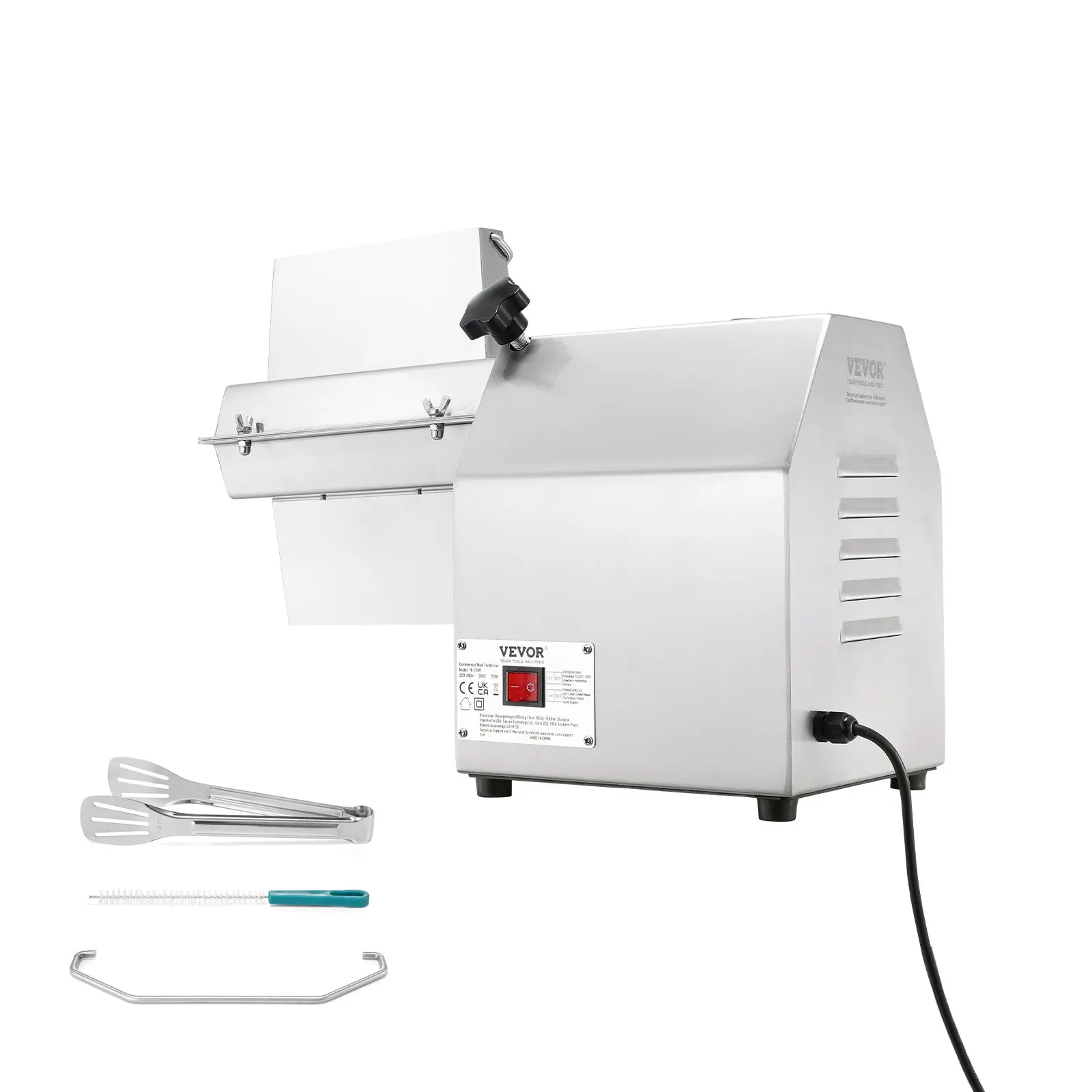 【Summerfinds】VEVOR 750W Commercial Electric Meat Tenderizer Meatball Maker, Durable High-Quality 304 Stainless Steel Heavy-Duty Tool with Meat Tong, Cleaning Brush, Tray, Quick Start, 20.5"x9.1"x15.4", 27.4 kg/60.41 lbs, for Beef, Chicken