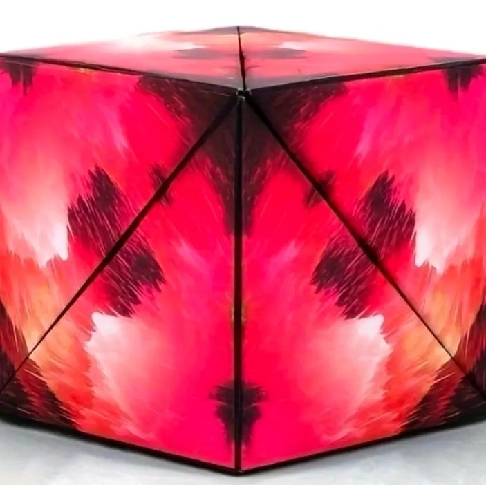 3D Shifting Red Cube Interactive Puzzle Toy with Dynamic Lighting Effects, Stress Relief Toy for All Ages