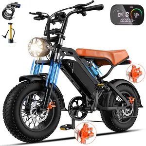 1200W Heavy-Duty Electric Bike for Adults500+ lbs Capacity,Front And Rear Dual Disc Brakes With Dual Spring Shock Absorbers style 25MPH,20 Mile Range, Five-Speed Transmission 16“ Fat Tires Commuter Electric Bicycles for Road & Mountain Fatbike Disc Wheel