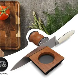 Rolling Knife Sharpener , Select Tool Knife Sharpener for Kitchen, Wooden Knife Sharpening Kit with Strong Magnetic Angle