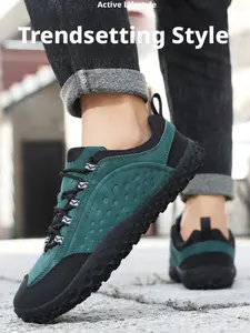 Couple Low Top Hiking Boots Size 37-48, Artificial Leather + Breathable Mesh, Anti-Slip Rubber Outsole, Comfortable Walking Shoes