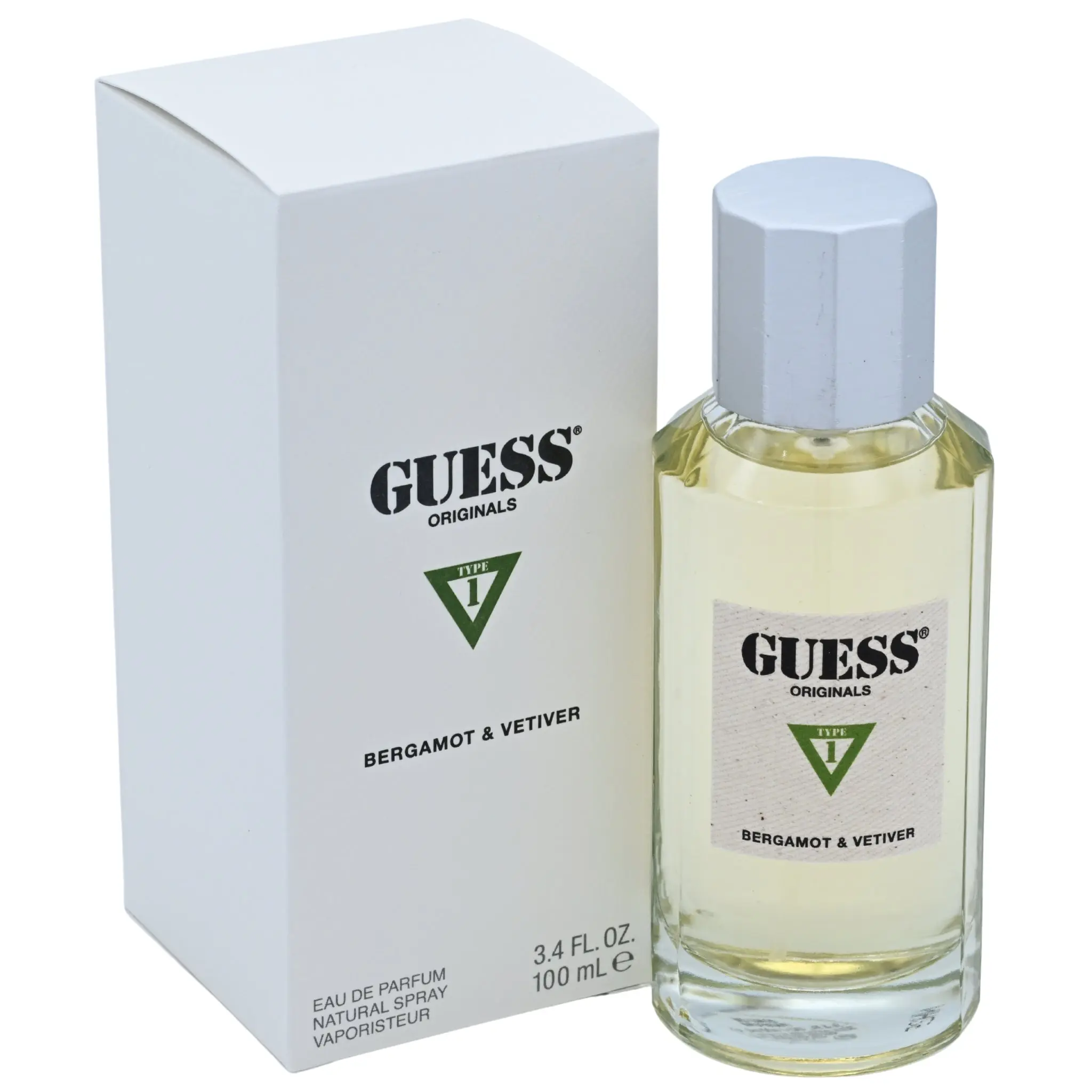 GUESS Originals Type 1 Bergamot & Vetiver, Bright and Modern Unisex Eau de Parfum Spray, Clean and Confident Scent, 3.4 fl oz, Edp