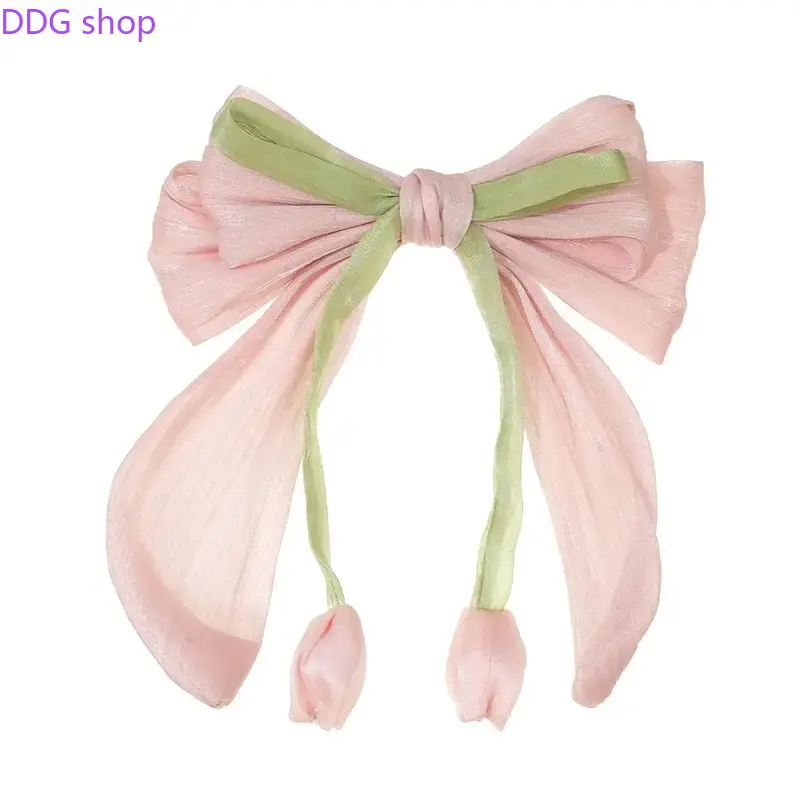 Women & Girls' 3-Pcs Elegant Tulip Hair Clips Set, Fashionable Tassel Bow Ponytail Clips, Spring Daily Wear Hair Accessories for Women