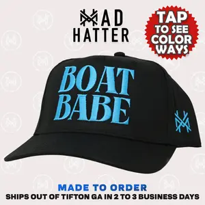 Boat Babe Embroidered Cute Womens Trucker Hat Snapback Adjustable (Up To Size 8 Head) Gift Cap