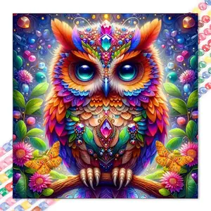 1 set of DIY diamond painting kit, 5D diamond art set, DIY decoration colorful owl, butterfly, flowers. Mosaic, diamond art, DIY art home decoration.