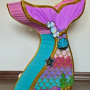 Piñata Cola de Sirena Personalizada Diseño Brillante con Nombre 22x16x6 in para Fiestas Temáticas