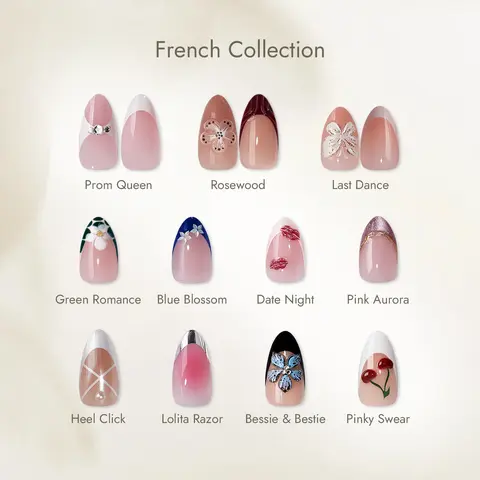 BTArtbox French Tip Fake Nails - 32 Pcs Almond Medium Short Nails with Soft Gel Glue, 3D Opaque Salon Quality, 16 Sizes, Seamless Cuticle Blend, Real-Like, Chip-Free for Women's Christmas Party, Going Out