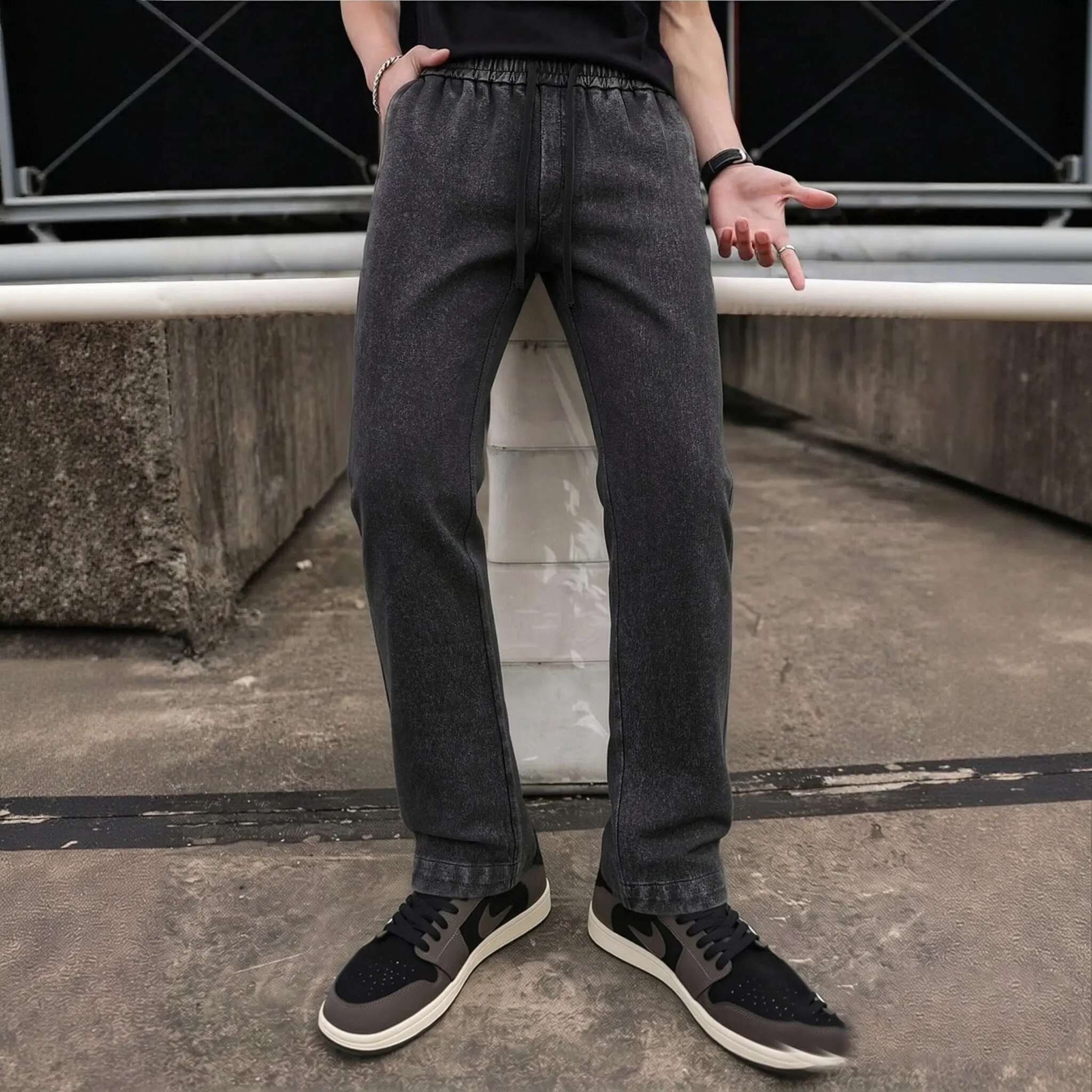 men’s acid wash, washed cotton solid color athletic casual sweatpants, all season, unisex