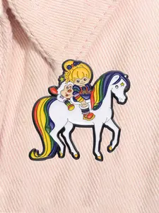 Fantasy Animation Movie Rainbow Brite Enamel Pin Cartoon Anime Characters Rainbow Horse Starlite Nostalgia Alloy Brooch Lapel Backpack Badge Fashion Jewelry Accessories Gift for Friends