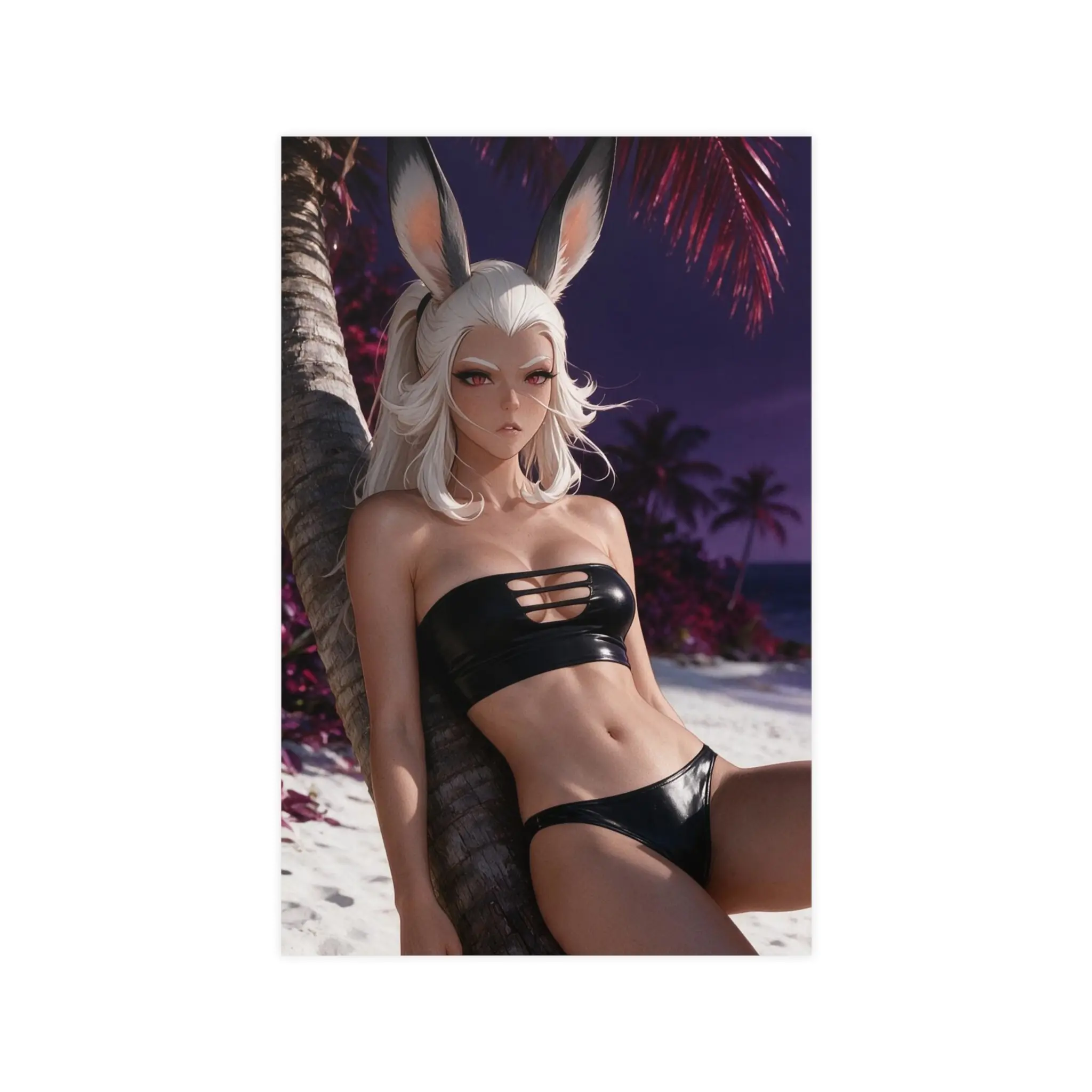 Fantasy Bunny Girl Beach Poster | Matte Poster