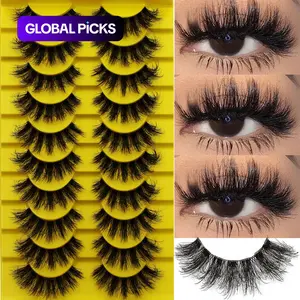 Fluffy False Eyelashes, 10 Pairs Faux Cluster Lashes, Curling Eye Makeup Strip Lashes, Volumized False Eyelashes for Eye Makeup Enhancement, Cosmetic