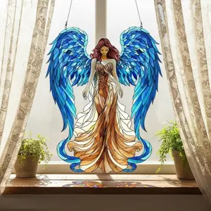 Angel Wings Acrylic Suncatcher, Rainbow Window Hanging, Spiritual Decor