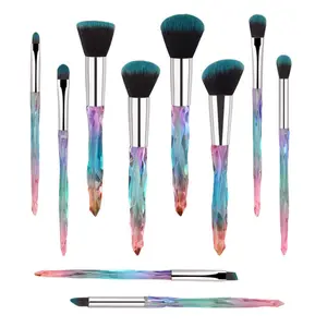 Makeup Brushes, 10PCs Professional Cosmetic Brush Set Special Shiny Foundation Face Powder Brush Eyeshadows Blending Blush Brushes Colorful Plastic Handle (Blue) springtok