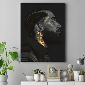 Wooden Framed Canvas Painting, Trendy Personality Tattoos Poster, Modern Art, Abstract Face Design, Fashion Decoration, Living Room Bedroom Decoration, Office Mural, Ornaments