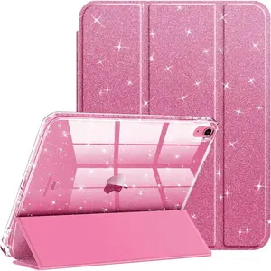 Glitter Sparkle Case for iPad Pro 11 Inch, iPad Air 6 11 Inch / Air 13 Inch 2024, iPad 10th Gen 10.9 Inch, Shockproof Clear Back Cover with Pencil Holder, Folio Stand Case Compatible with Magic Keyboard