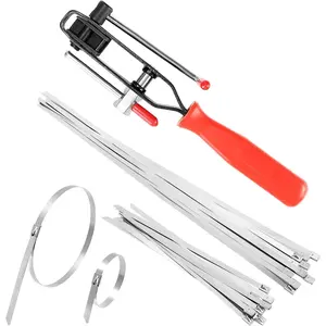 Auto Joint Banding Boot Axle Clamp Pliers with 20PCS Stainless Steel CV Joint Boot Band Clamps, Auto/ATV CV Axle Clamp Tool Kit Includes 10 Small and 10 Large Clamps