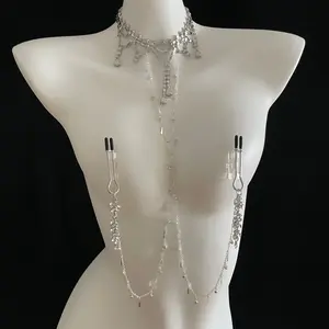 Rhinestone Embellished Breast Chain & Integrated Body Jewelry Set