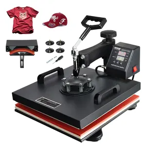 VEVOR Heat Press Machine,  15 x 15 inch, 2 in 1 Heat Transfer Machine with Hat Press, 360° Swing Away T-Shirt Pressing Machine, Digital Precise Control, Fast Even Heating for T-Shirts/Hats/Caps, Black