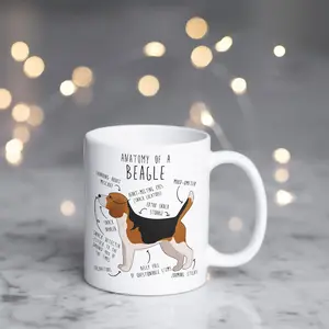 Beagle Coffee Mug, Color Beagle Gift, Dog Lover, Funny Gift for Her, Him, Birthday, Beagle Mom, Beagle Dad, Dog Anatomy Cup