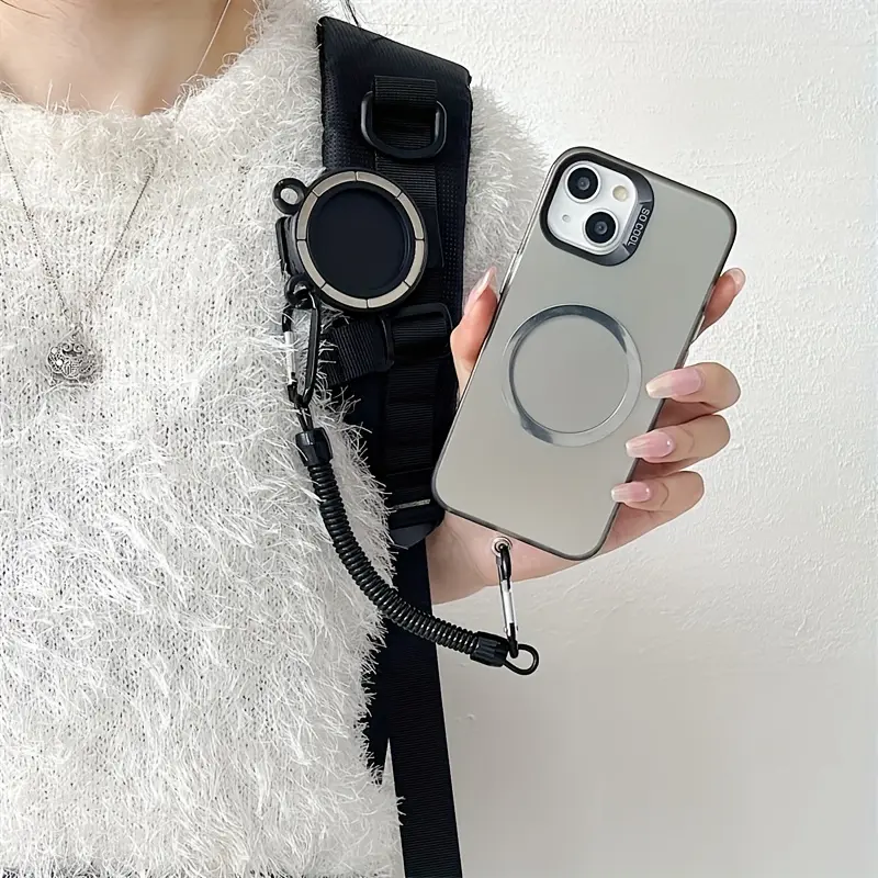 Magnetic Clip Mobile Phone Holder (KN227570) - Thermoplastic TPU Tech, Antidrop Design, Universal Beaded Backpack Strap with Storage, Compact Sturdy Unisex Handsfree Mobile Accessory for Travel