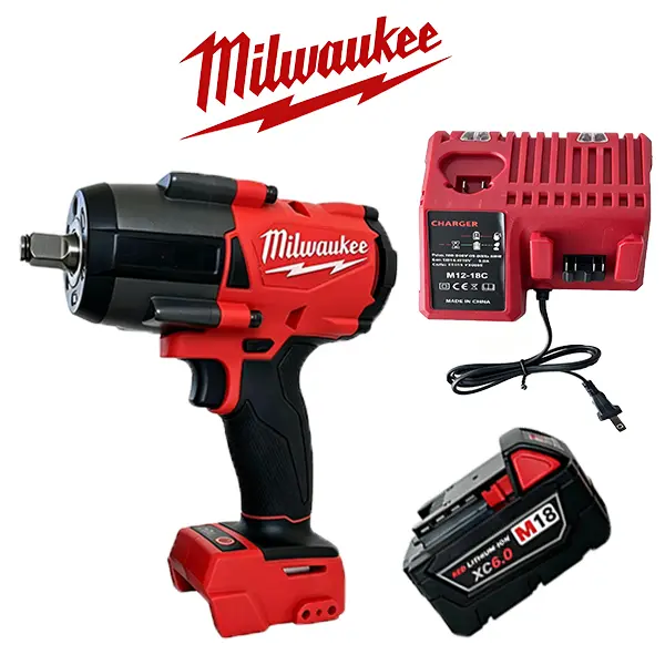 Milwaukee 1000Nm 1/2-Inch Cordless Impact Wrench, M18 XC 6.0Ah Battery Included, High Torque Power Tool for Car Lug Nuts, Automotive Repair, Truck Service and Construction