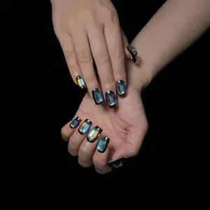 Mermaid Tears Presson Nails Sheet Design with Strong Hold for 15 Days Eco-Friendly Plant Adhesive Reusable & Gentle on Nails