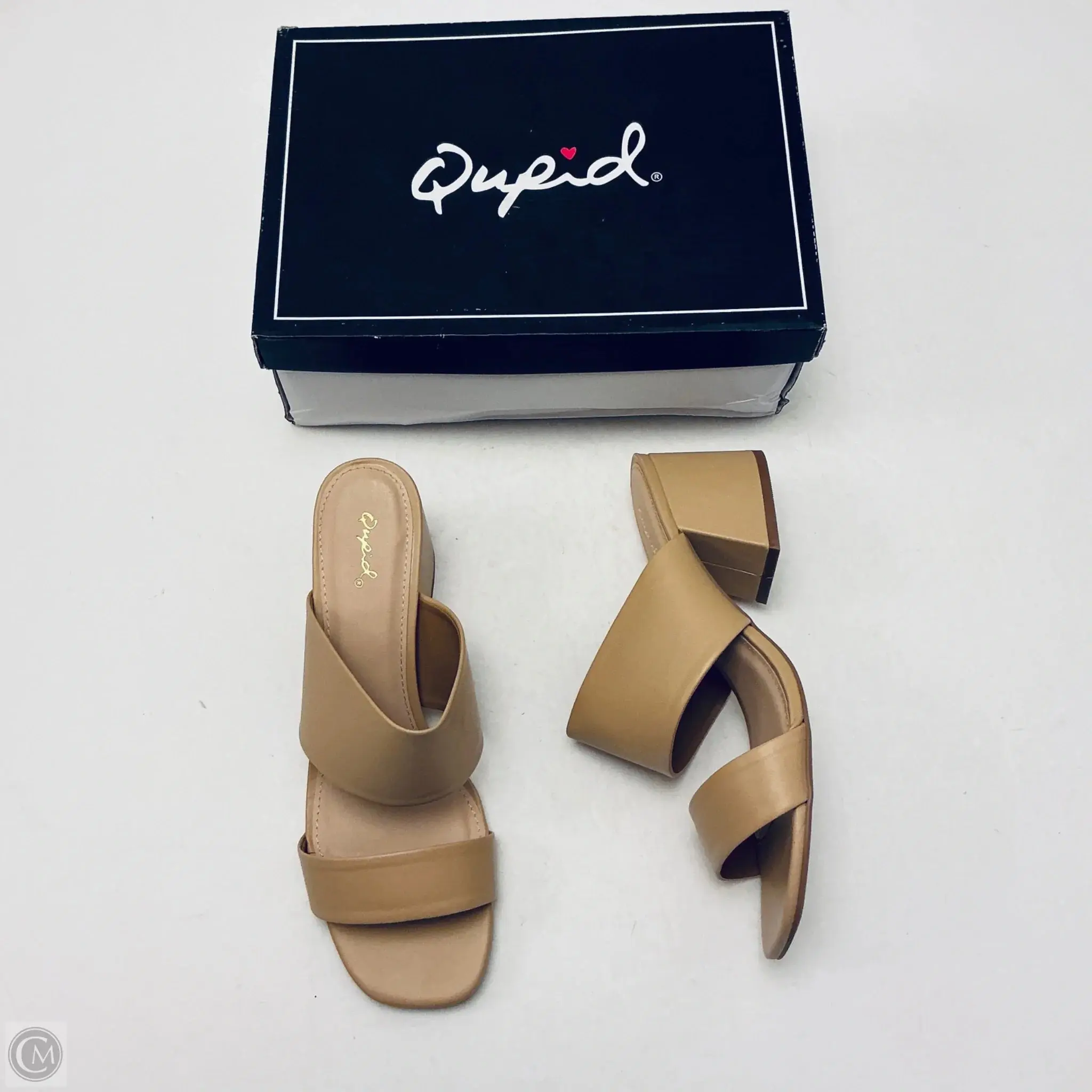 Sandals Heels Block By Qupid In Tan, Size: 10