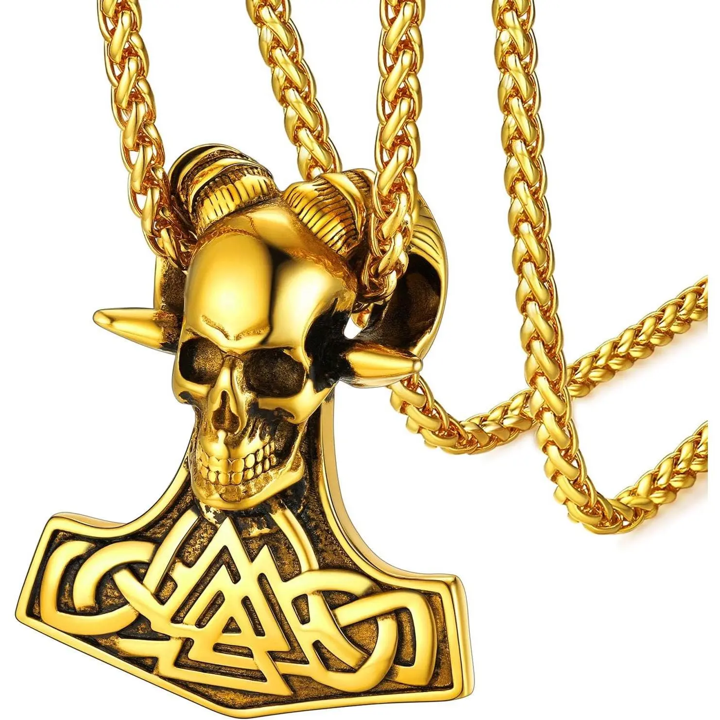 12. Thor Hammer&Goat Skull-Gold