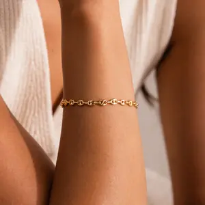 Mini Mariner Chain Bracelet by Caitlyn Minimalist - Dainty 18K Gold Plated Link Bracelet - Minimalist Stacking Bracelet - Everyday Jewelry - Gift for Her