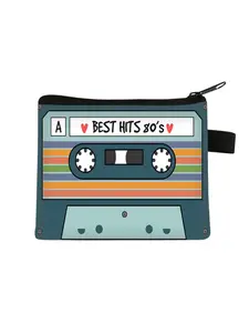 Portable Magnetic Tape Print Zipper Wallet, Durable Material, Small Thin Design, Casual Style, Suitable for Daily Use or Outdoors