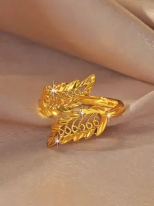 1 ring, high-quality leaf symbol jewelry, digital design style, adjustable copper plated gold 24k jewelry, suitable for delicate luxury gifts for boyfriends, women's daily accessory gifts, jewelry gifts, Valentine's Day gifts, Fashion Cuff Ring