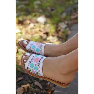 Tabita Sandals White - Women's Summer Footwear with Decorative Beads and Comfortable Design