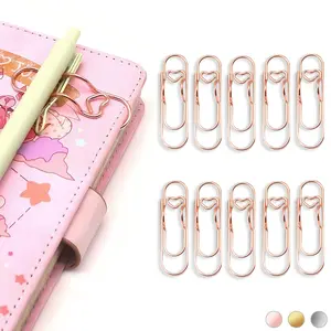10PCS Metal Heart Pen Clip Metal Pencil Clips Multifunctional Carbon Steel Paperclip Portable Large Size Holder for Notebook Book Journal Office School Accessories,Cute Notebook Pen Loop Holde,Rose Gold